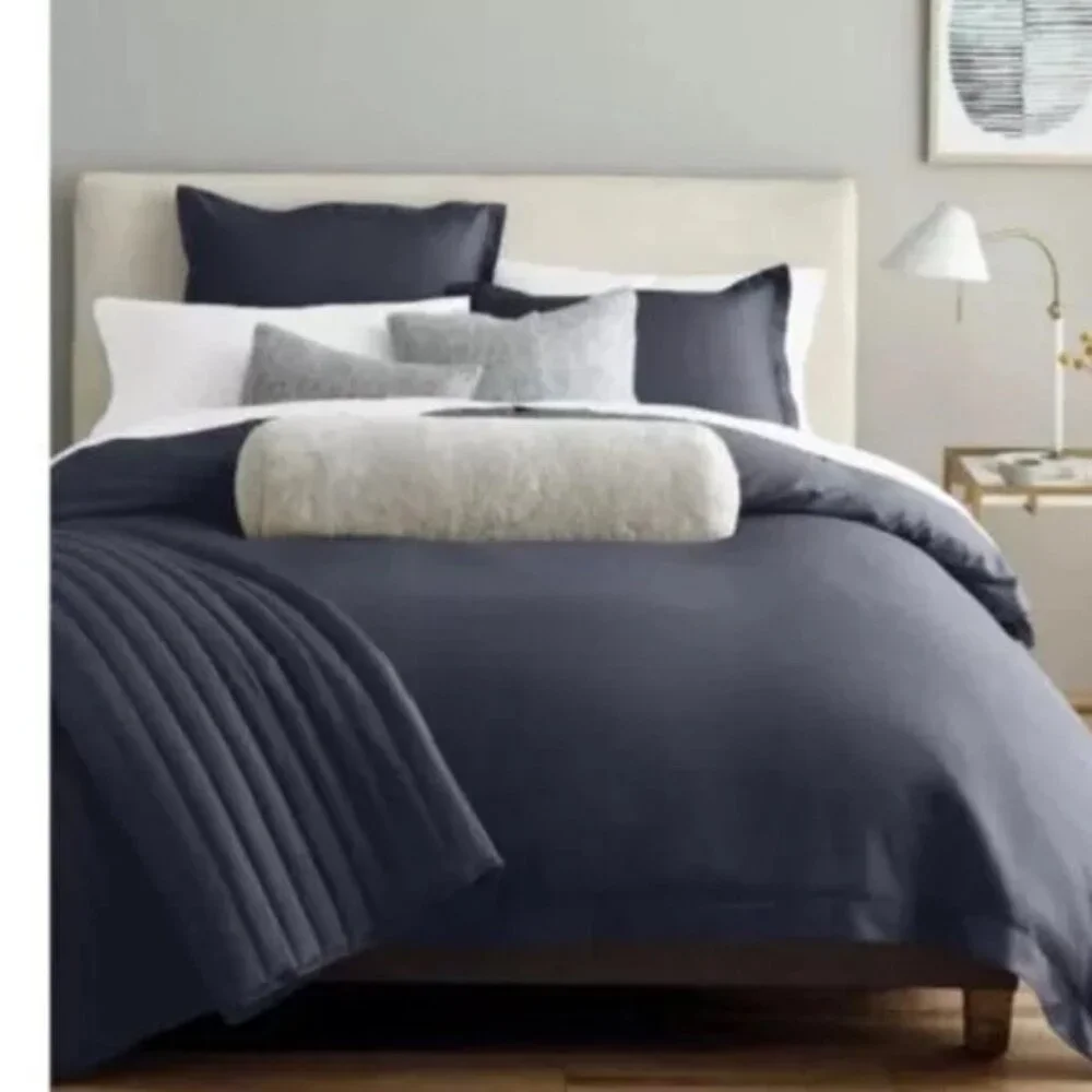 Nestwell 450TC Queen Sized Duvet Cover Blue 100% Cotton OEKO-Tex Bedding